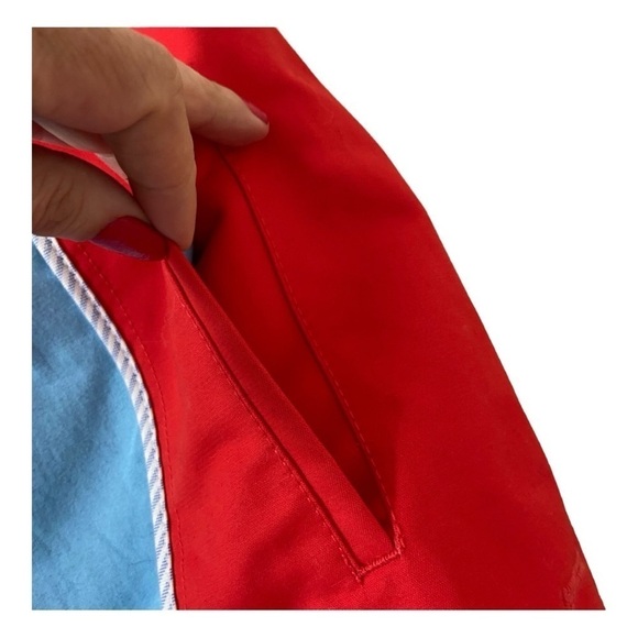 LL Bean Trench Jacket Double Breasted Peacoat Red Belted 100% Cotton MEDIUM - Picture 8 of 14